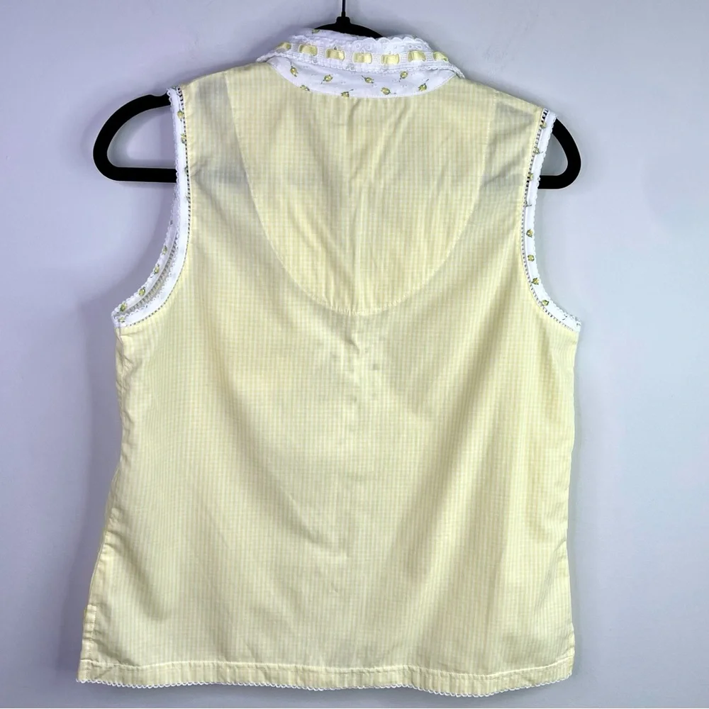 Secret Treasures Yellow and White Gingham Pajama Set With Flowers Size M - Picture 6 of 10
